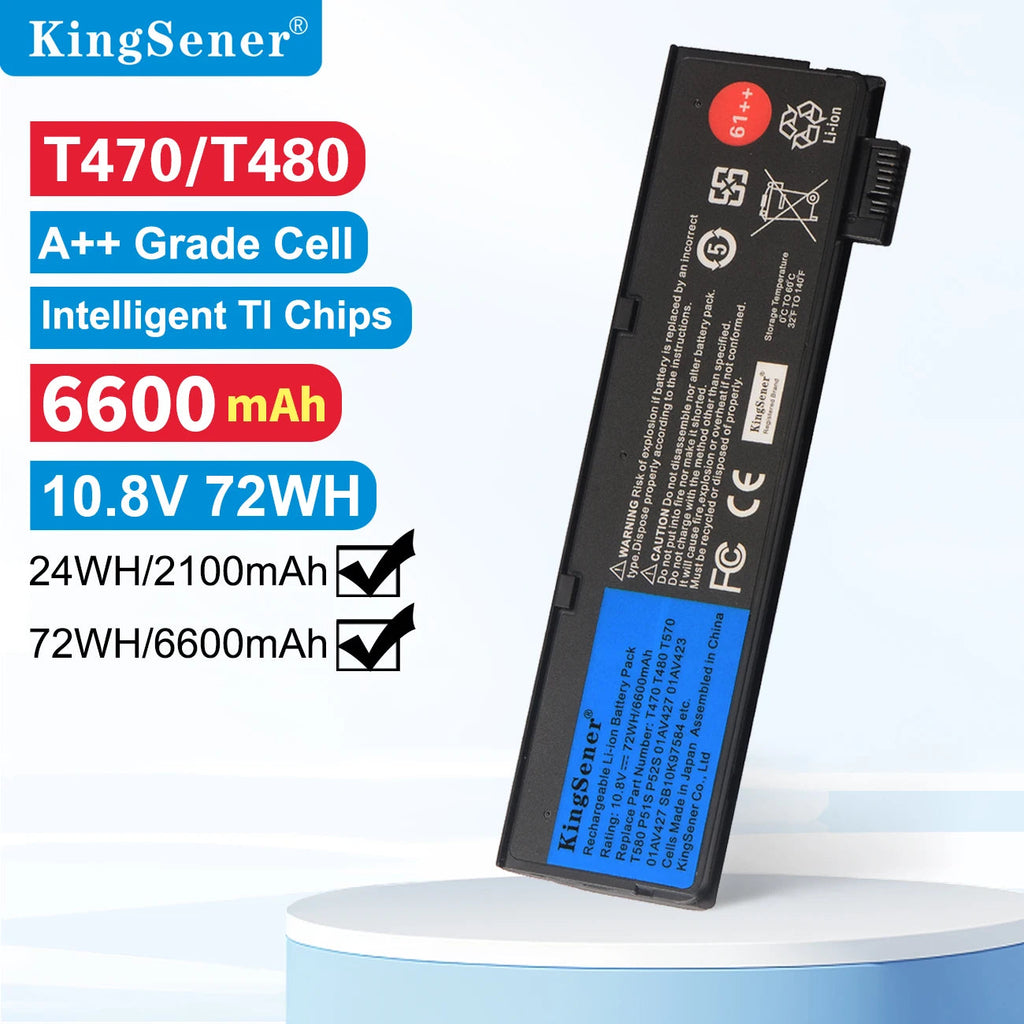 Kingsener 10.8V 6600mAh Laptop Battery Compatible with Lenovo ThinkPad T470, T480, T570, T580, P51S, P52S - Models 01AV427, 01AV428, 01AV423, SB10K97580, 61++