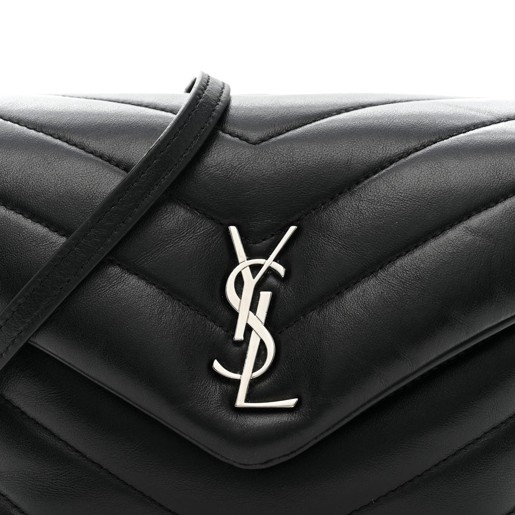 Calfskin Y Quilted Monogram Toy Loulou Crossbody Bag Black