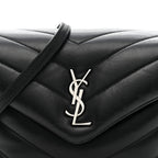 Calfskin Y Quilted Monogram Toy Loulou Crossbody Bag Black
