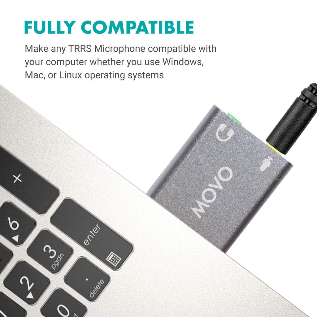 Movo USB-AC1 TRRS Mic. to USB 2.0 Sound Card Adapter