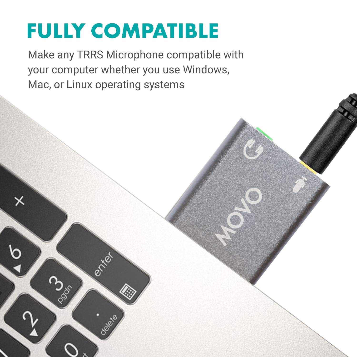 Movo USB-AC1 TRRS Mic. to USB 2.0 Sound Card Adapter