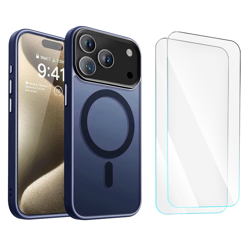 Entronix Bundle Compatible with iPhone 17 Pro - [Magnetic] Translucent Matte Case & 2 Clear Screen Protectors