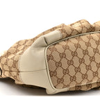 Monogram Margaux Calfskin Medium Sukey Top Handle Bag Beige Ebony Mystic White