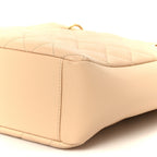 Caviar Quilted Petit Shopping Tote PST Beige Clair