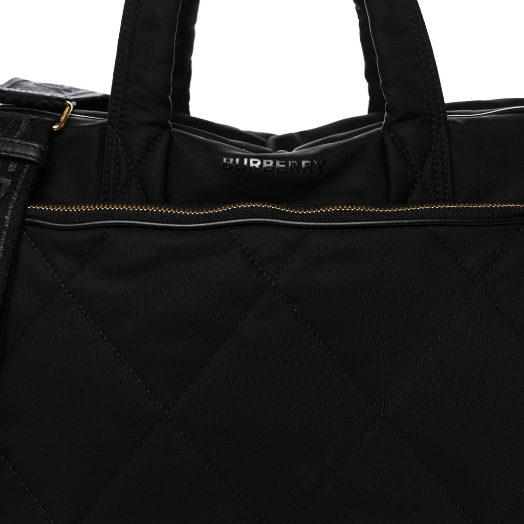 Nylon Quilted Diaper Tote Bag Black