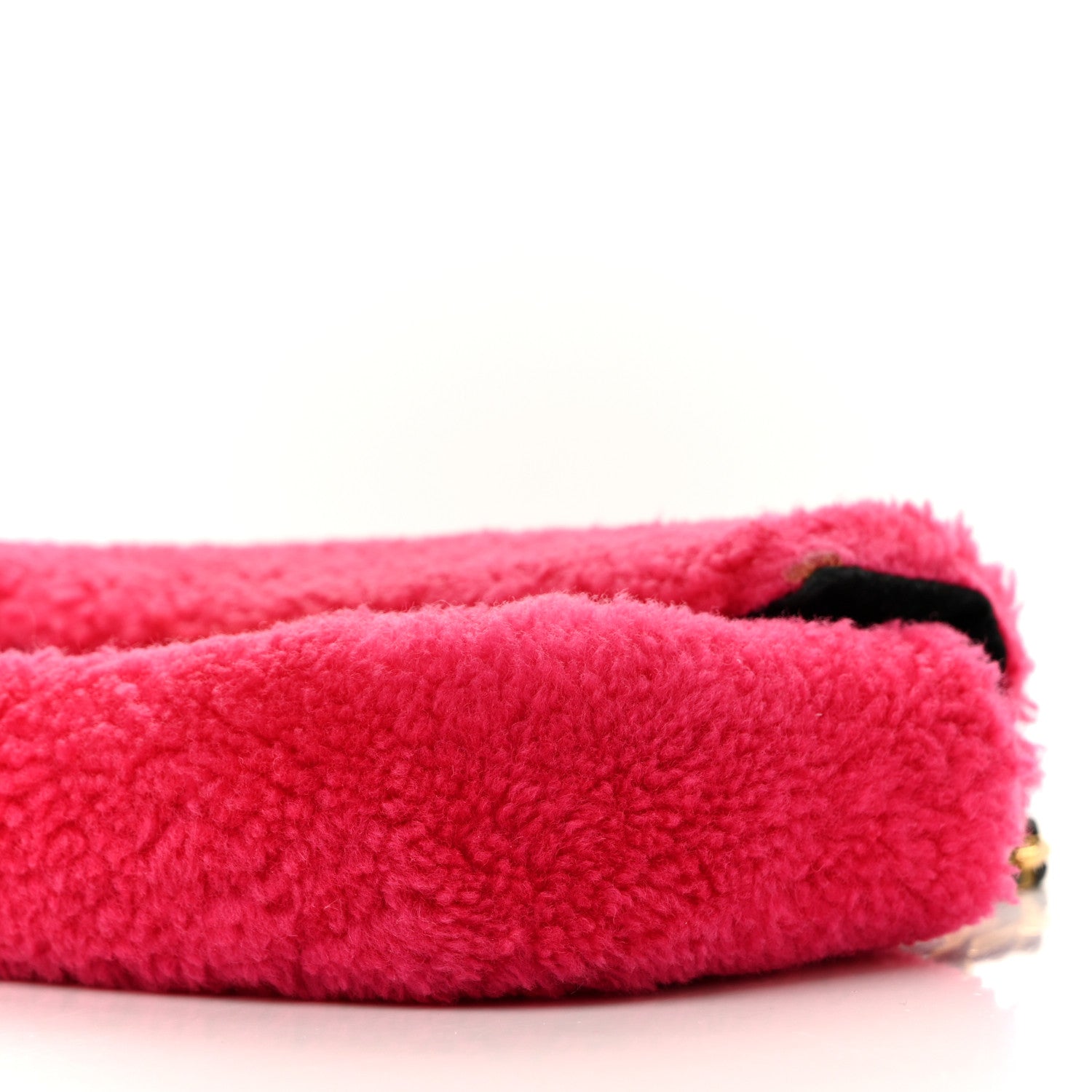 Shearling Nappa Mini Be Baguette Shoulder Bag Fuxia Black