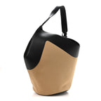 Canvas Calfskin Medium Lotus Tote Black Honey
