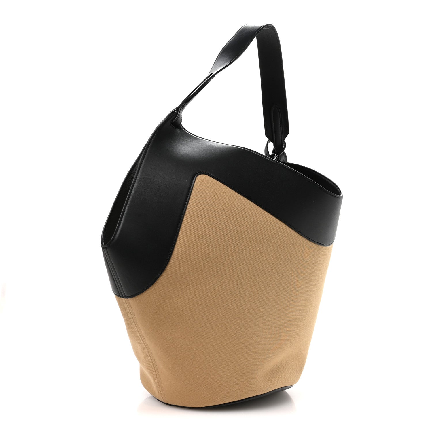 Canvas Calfskin Medium Lotus Tote Black Honey