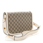 GG Supreme Monogram Horsebit 1955 Shoulder Bag Beige Mystic White