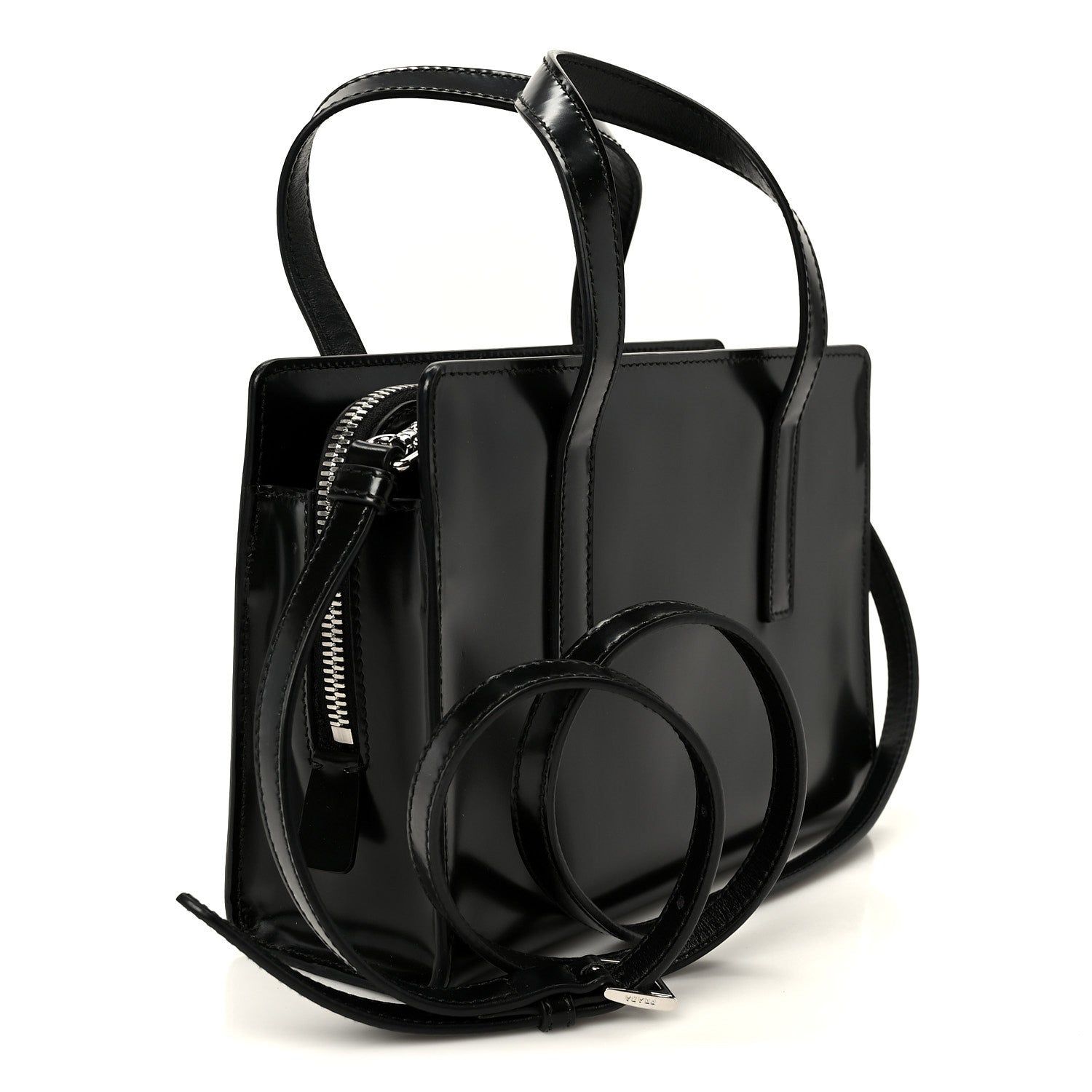 Spazzolato Mini Re-Edition 1995 Double Handle Handbag Black