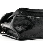 Crinkled Calfskin Matelasse Monogram Medium Niki Chain Satchel Black