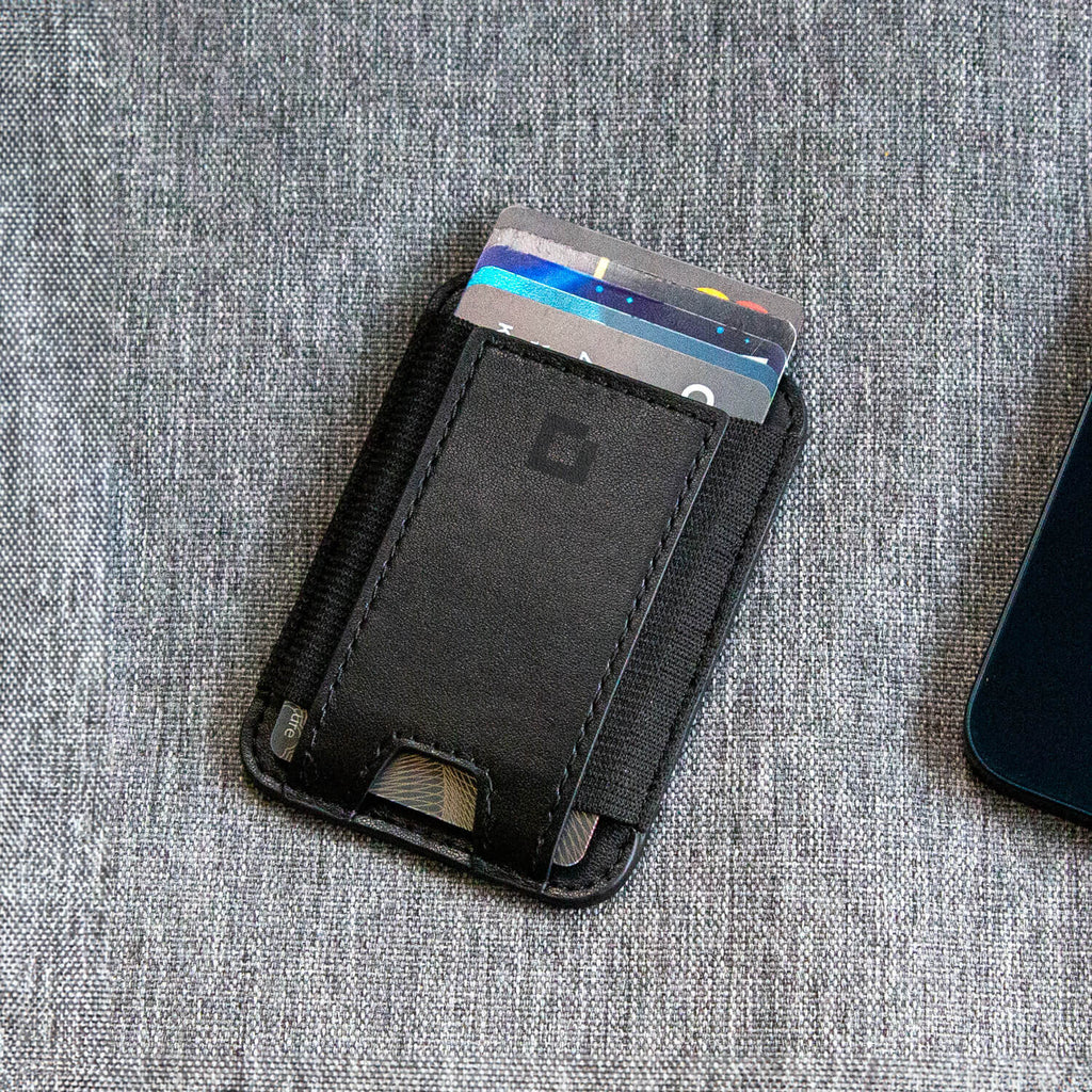 MAGSAFE Black Full-Grain Leather Wallet with RFID Protection and Magnetic Features - Black