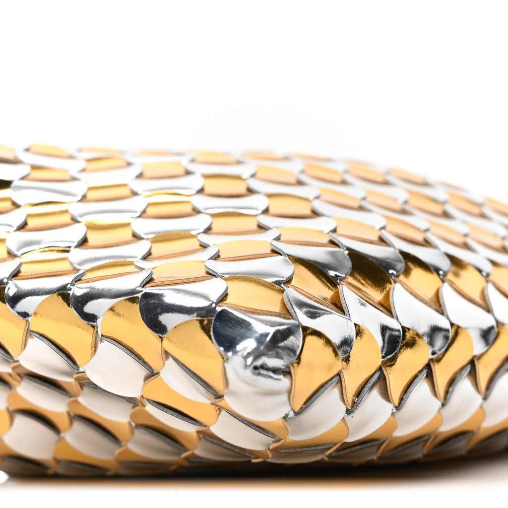 Metallic Lambskin Intrecciato Mini Hop Silver Gold