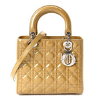 Patent Cannage Medium Lady Dior Beige