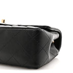 Lambskin Quilted Mini Rectangular Flap Black