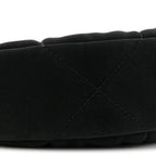Velvet Effect Nylon Shiny Crumpled Calfskin Coco Neige Quilted Clutch With Chain Black