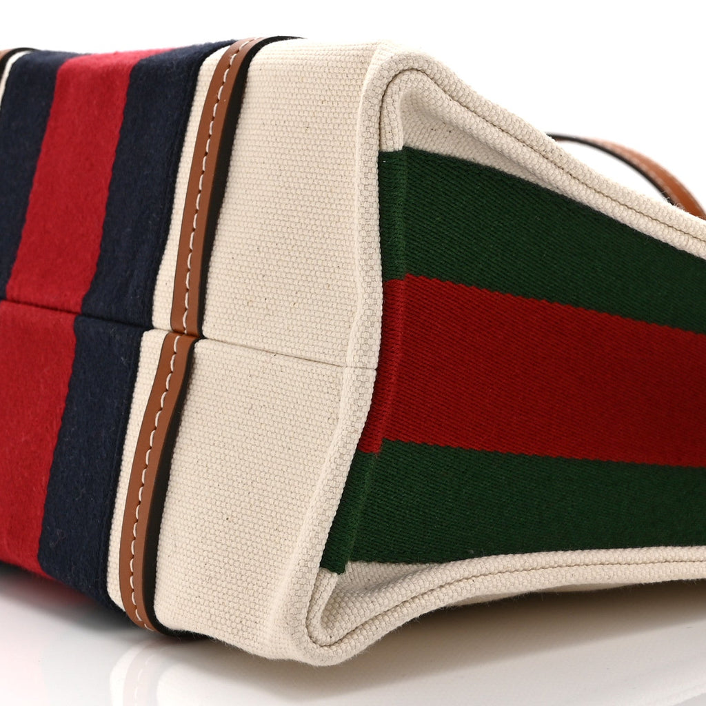 Canvas Calfskin Web Small Interlocking G Tote Bag Red Blue