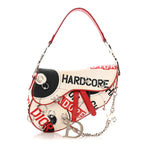 Canvas Hardcore Pierced Saddle Bag White Red Black