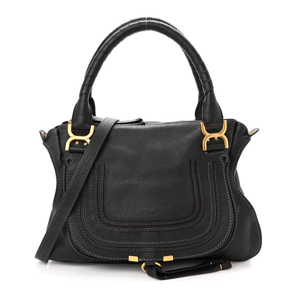 Calfskin Medium Marcie Satchel Black