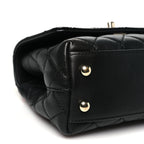 Goatskin Quilted Rainbow Extra Mini Coco Handle Flap Black