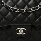 Caviar Quilted Jumbo Double Flap Black