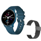MX1 smart watch custom dial heart rate blood oxygen detection multi sport mode ring ZL02Dplus - -Blue glue+black steel