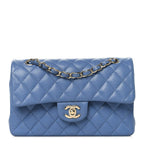 Caviar Quilted Small Double Flap Blue