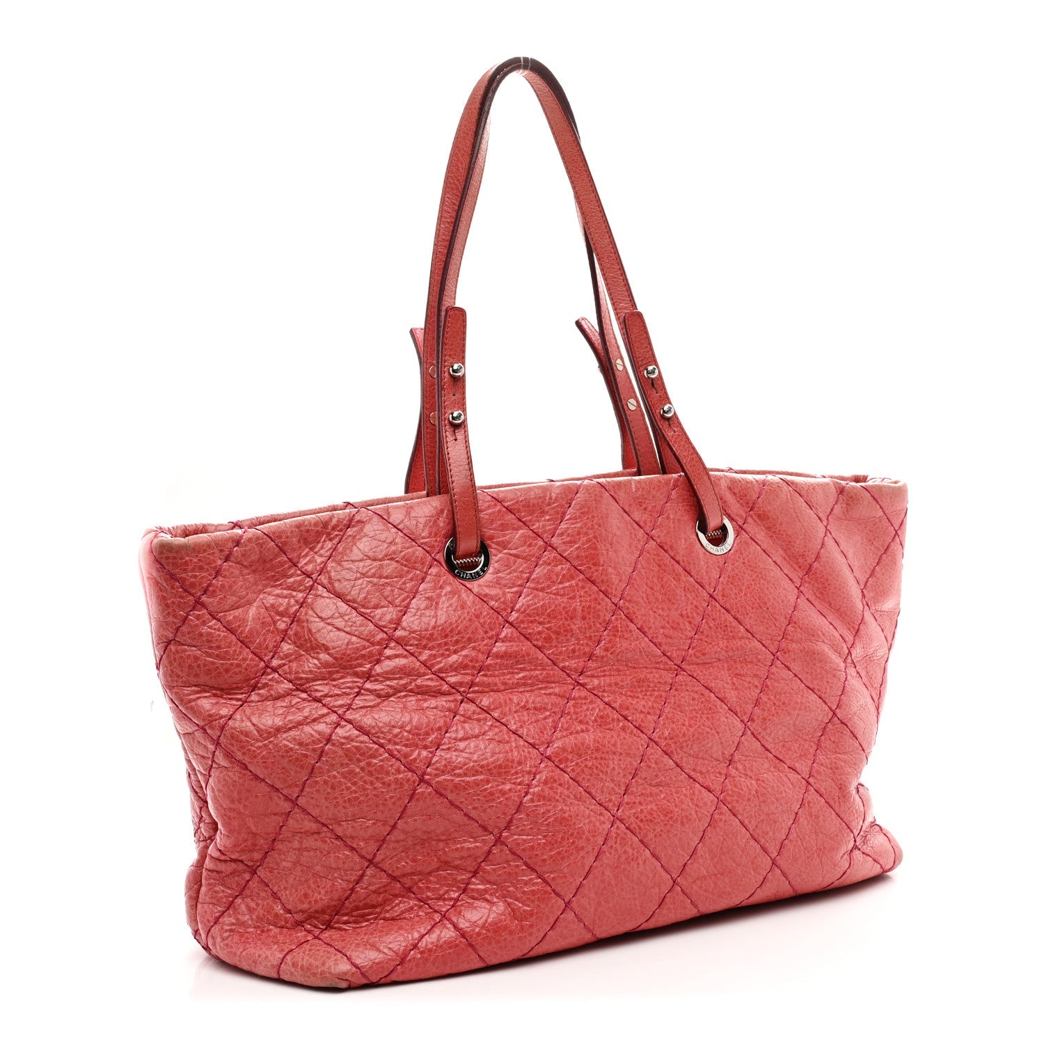 Glazed Calfskin Large On The Road Tote Pink
