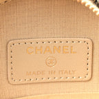 Tweed Shearling Round Clutch With Chain and Coin Purse Beige Black