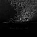 Shiny Calfskin Monochrome Crocodile Embossed Hourglass Top Handle Bag Mini Black