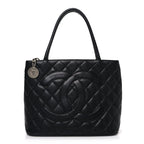 Caviar Quilted Medallion Tote Black