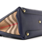 Derby Calfskin House Check Medium Banner Tote Ink Blue