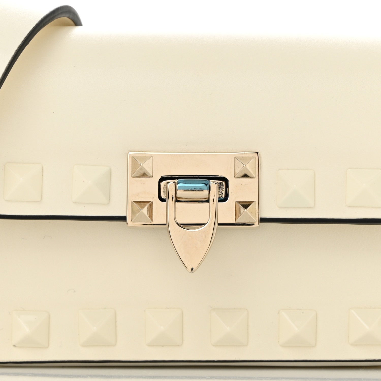 Vitello Mini Monochrome Rockstud Flip Lock Shoulder Bag Ivory