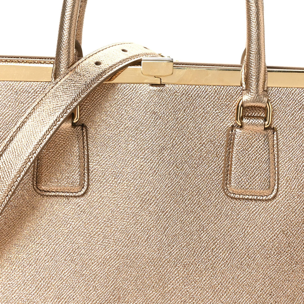 Metallic Dauphine Medium Frame Tote Gold