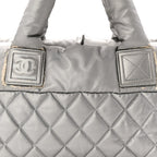 Nylon Coco Cocoon Zipped Tote Silver