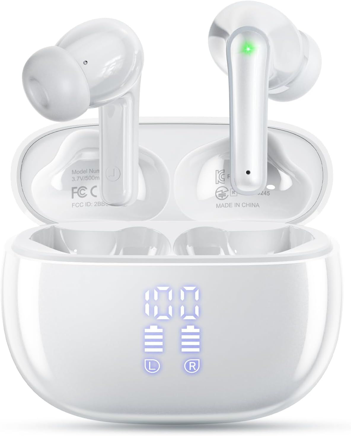 Wireless Earbuds, Bluetooth 5.3 Ear Buds, Headphones with Clear Stereo Sound, 40H Playtime with LED Digital Display, IPX7 Waterproof Earphones Built-in Mic for Phone Tablet Sports Workout