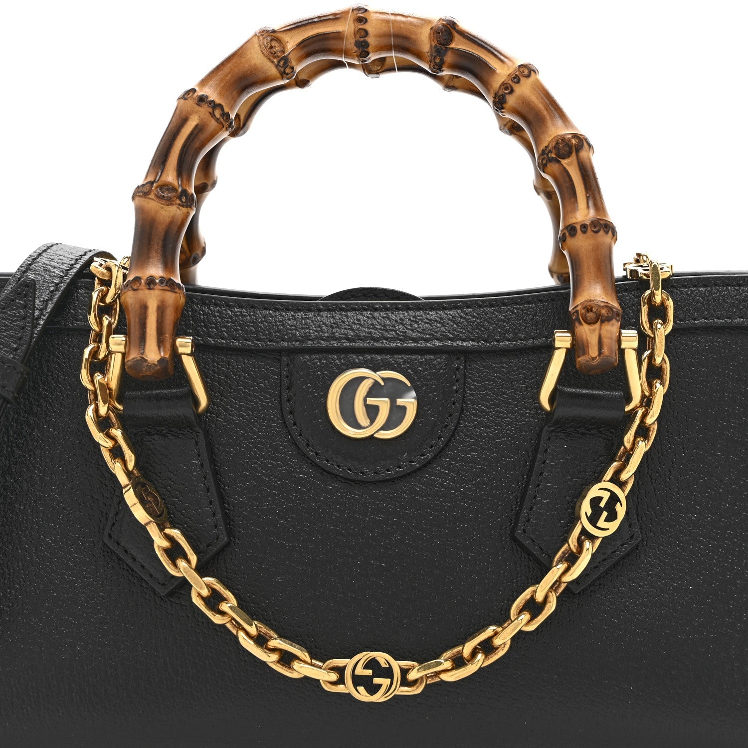 Textured Dollar Calfskin Web Small Diana Shoulder Bag  Black
