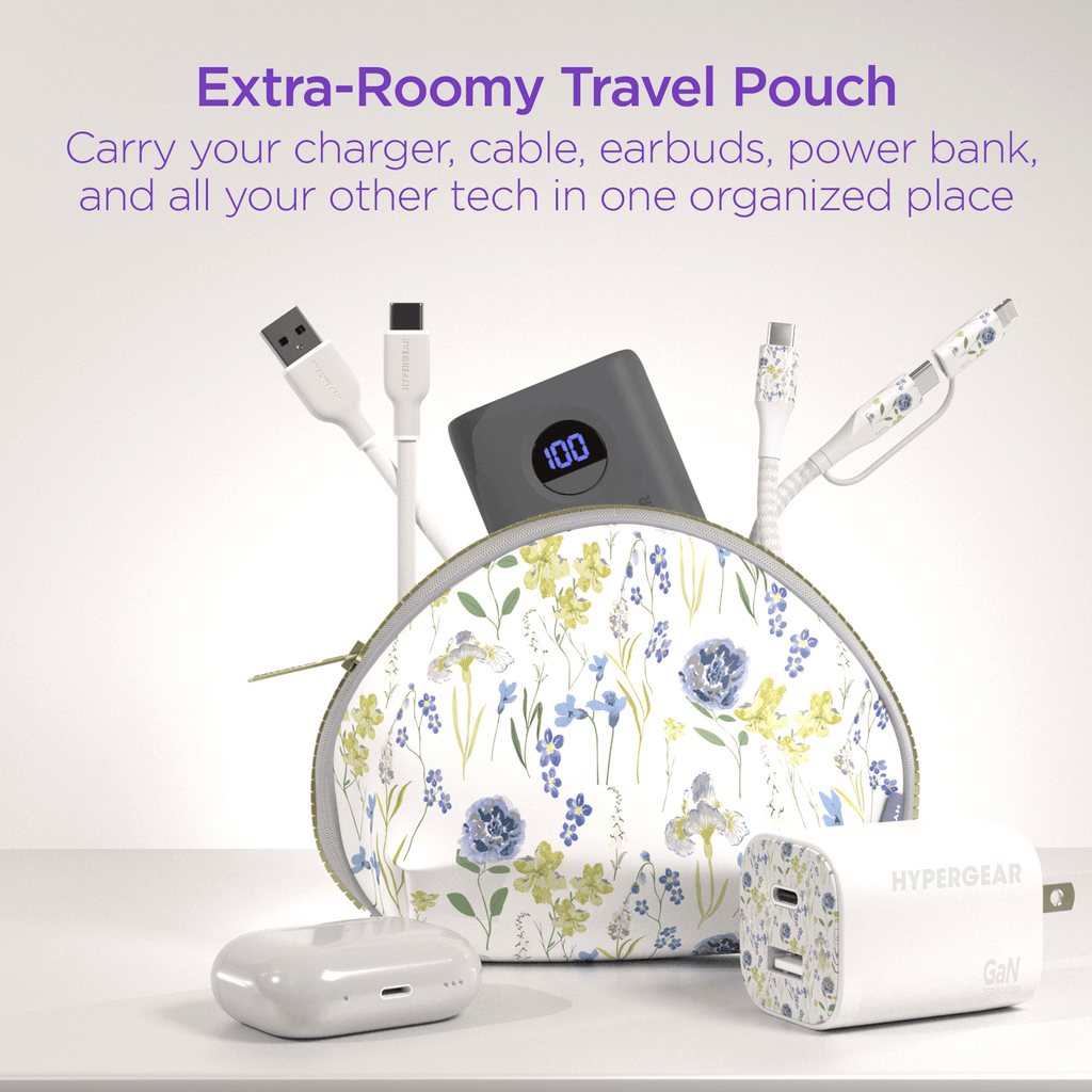 30W USB-C PD Charging Kit with Travel Pouch - Floral
