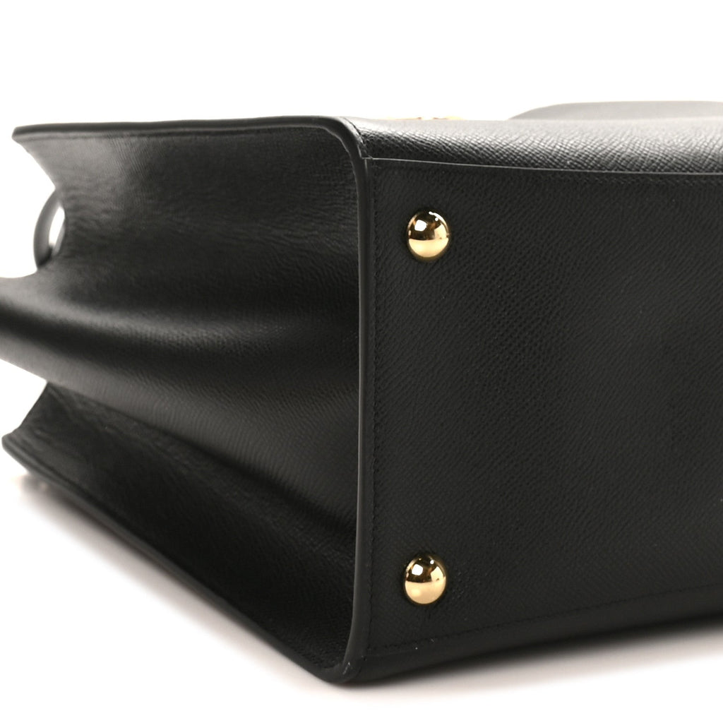 Grainy Calfskin Gemini Tote Black