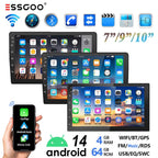9" 2 DIN Android 14 Car Stereo with 4GB RAM and 64GB Storage, CarPlay, Android Auto, GPS Navigation, Bluetooth, FM RDS Radio, Wi-Fi, and Touchscreen Integration