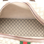 GG Supreme Monogram Textured Dollar Calfskin Web Medium Ophidia Carry-On Duffle Bag Beige Ebony New Acero
