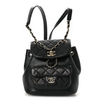 Lambskin Quilted Small Duma Drawstring Backpack Black