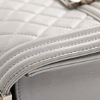Lambskin Quilted Small Boy Flap Grey