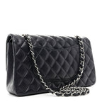 Caviar Quilted Medium Double Flap Navy
