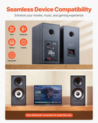 Active Powered Bookshelf Studio Monitor Speakers 25W x2 Bluetooth Coaxial Stereo