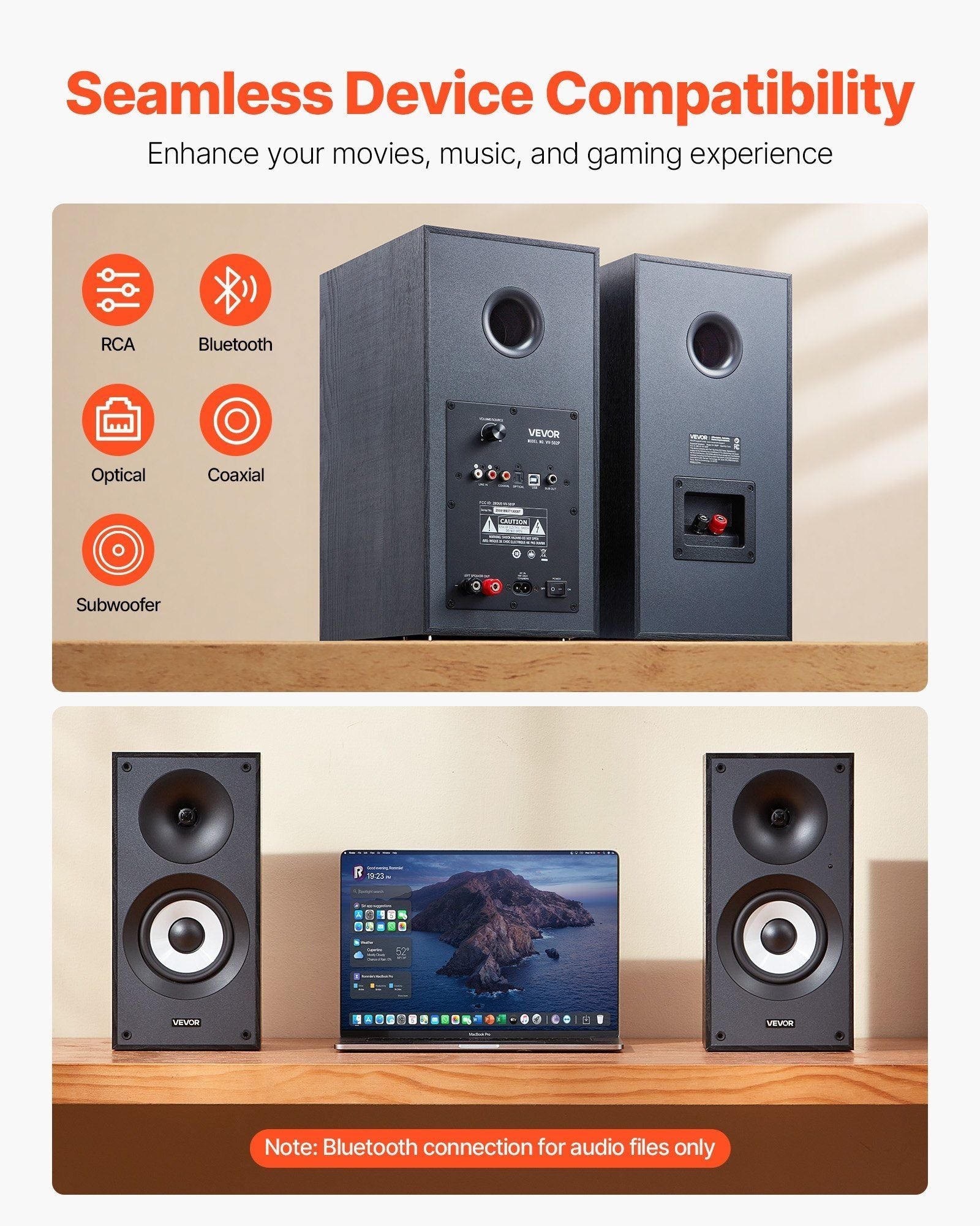 Active Powered Bookshelf Studio Monitor Speakers 25W x2 Bluetooth Coaxial Stereo