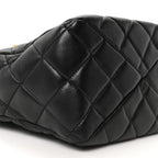 Lambskin Quilted Small Top Handle Shopping Bag Black