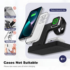 3-in-1 Magnetic Wireless Charging Dock Station with 15W Fast Charging for iPhone 15/14/13/8, Apple Watch, and AirPods