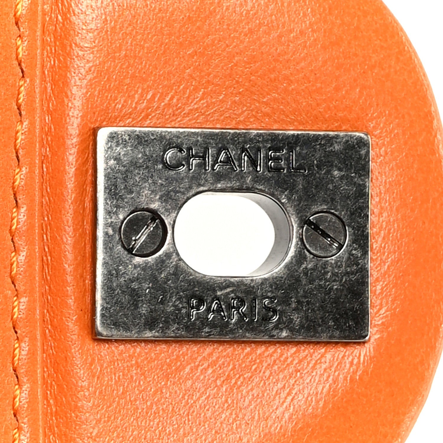 Lambskin Quilted Jumbo Grocery By Chanel Drawstring Shopping Bag Orange