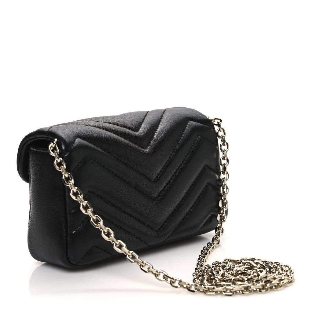Lambskin Matelasse Mini GG Marmont Shoulder Bag Black